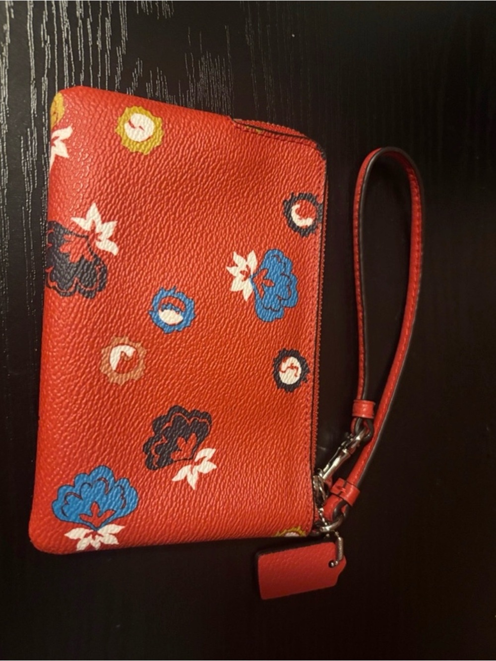 Coach Red Floral Wristlet Pouch with Tag-EUC - Picture 2 of 4